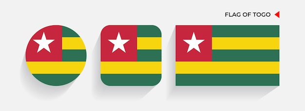 Togo Flags arranged in round square and rectangular shapes