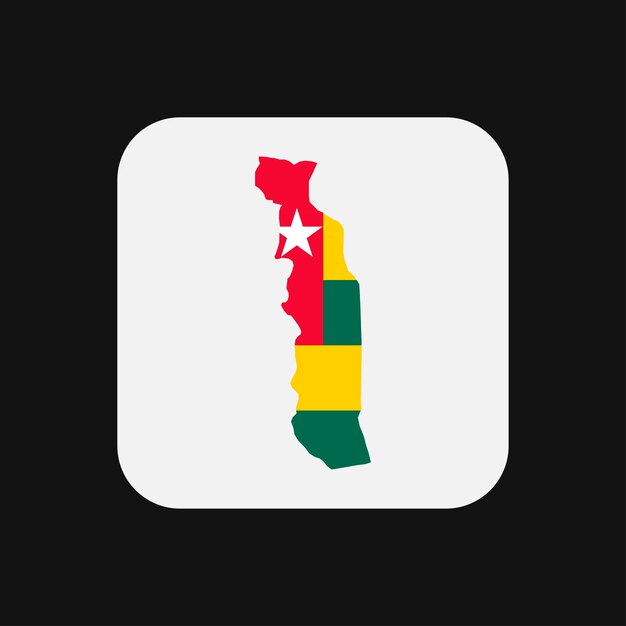 Togo map silhouette with flag on white background