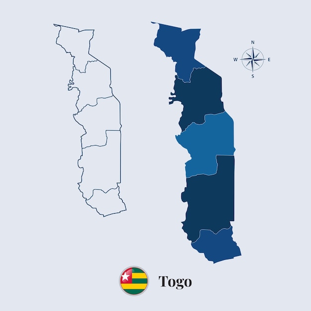 Mappa del togo con bandiera mappa della bandiera del togo