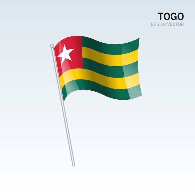 Togo waving flag isolated on gray background