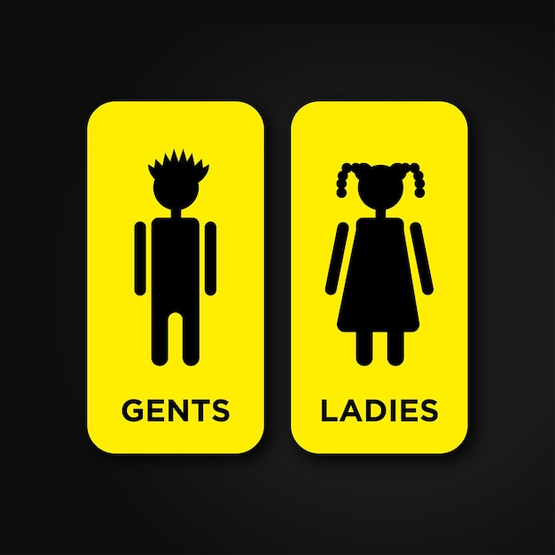 Vector toilet bathroom restroom symbol sign for men women