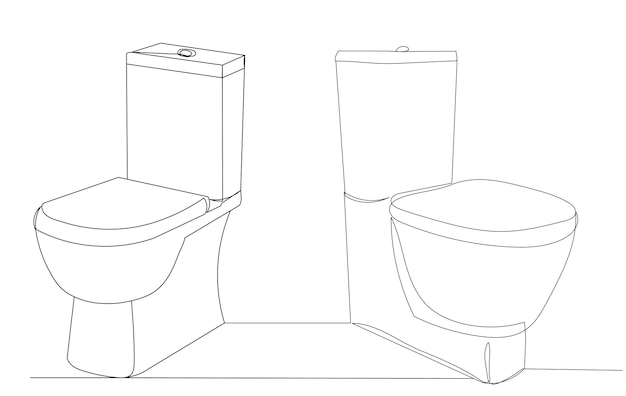 1本の連続線スケッチによる便器の描画