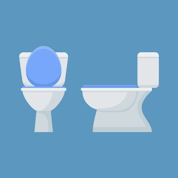 Toilet bowl in flat style. Front and side view.