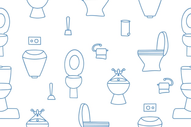 Toilet bowl pattern seamless Toilet bathroom seamless doodle pattern Vector illustration