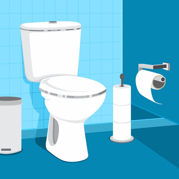 Vector toilet bowl vectorillustratie. toiletpapier en vuilnisbak