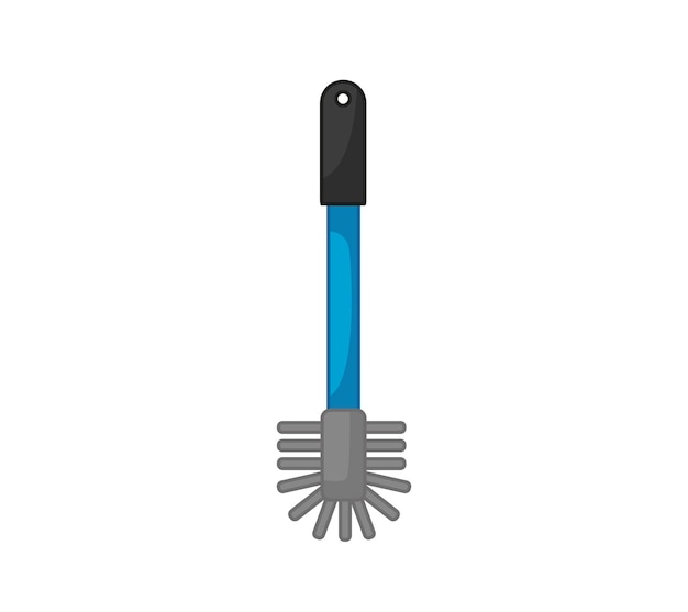Toilet brush with blue plastic handle Cleaning equipment Vector illustration in cartoon