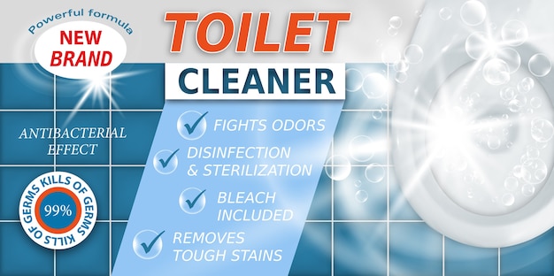 Toilet cleaner, disinfectant cleaner for cleaning the bathroom.