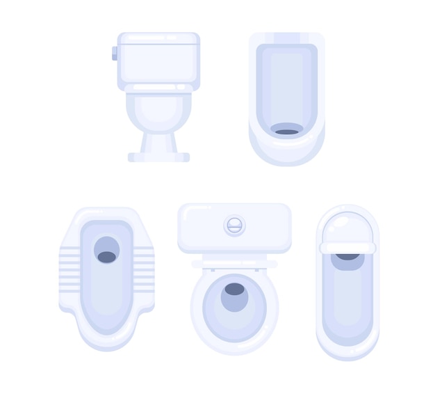 Vettore dell'illustrazione del set di raccolta di simboli moderno e tradizionale dell'armadio della toilette e dell'orinatoio