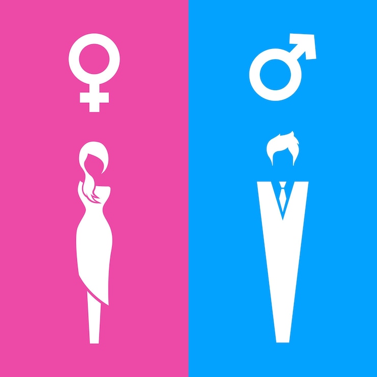 Vector toilet deur pictogrammen. vrouw en man openbaar toilet kleurrijke vector icoon met gender sign