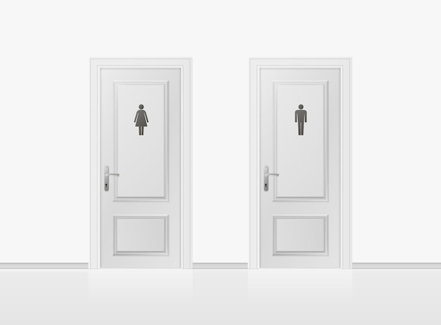 ベクトル 男性と女性の性別のためのトイレのドア現実的なwcドア