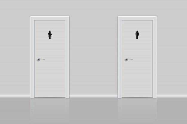 Toilet doors for male and female.