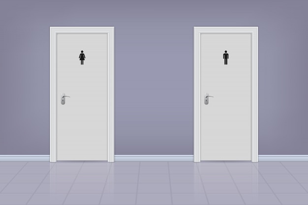 Toilet doors for male and female.