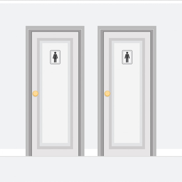 Toilet doors for men and women with gender icons