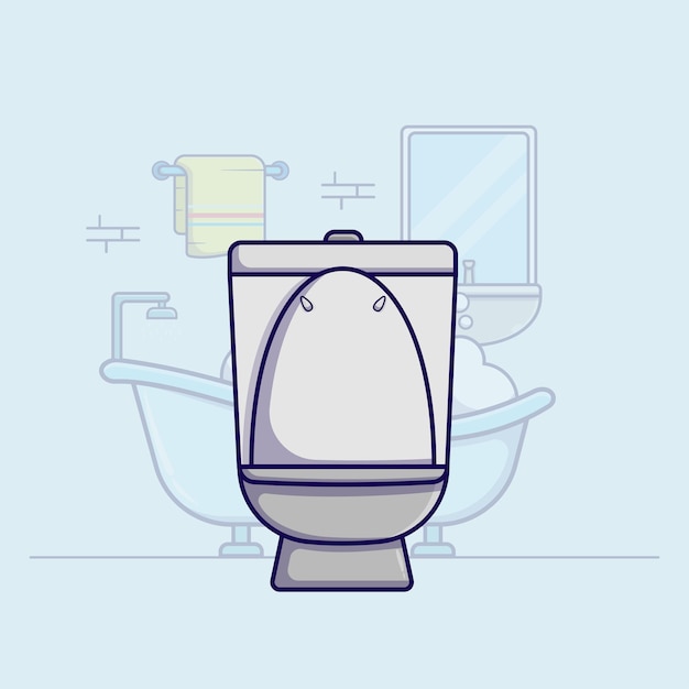 Toilet flush on bathroom illustation vector icon isolated