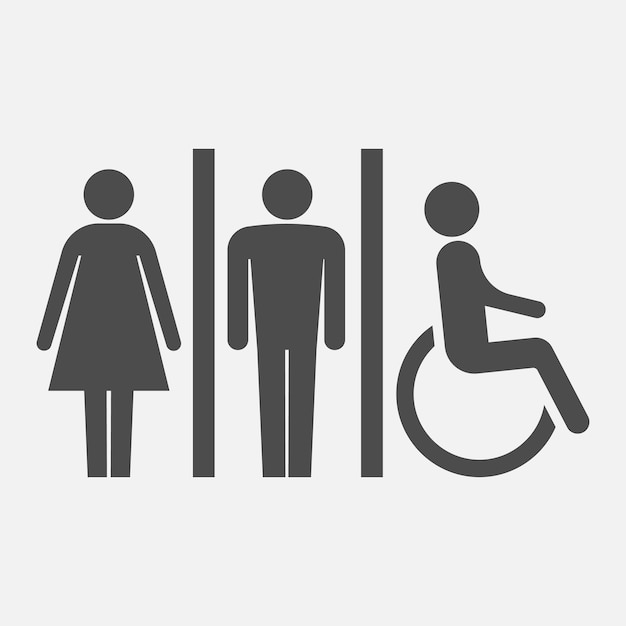 Иконки туалета Мужчина женщина инвалидВанная комната в общественной навигации Векторная иллюстрация