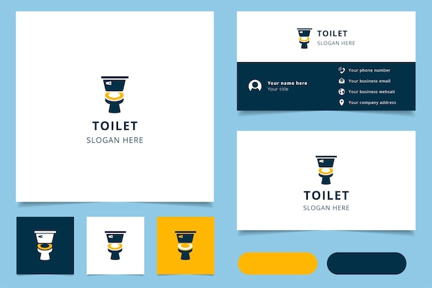 Toilet logo design with editable slogan branding book and