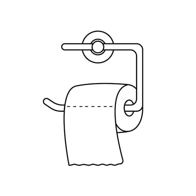 Toilet paper roll hanging on a holder on wall Vector illustration of the bathroom element