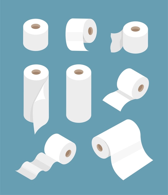 Toilet paper roll set Use for toilet bathroom kitchen Modern flat icons in a trendy flat style