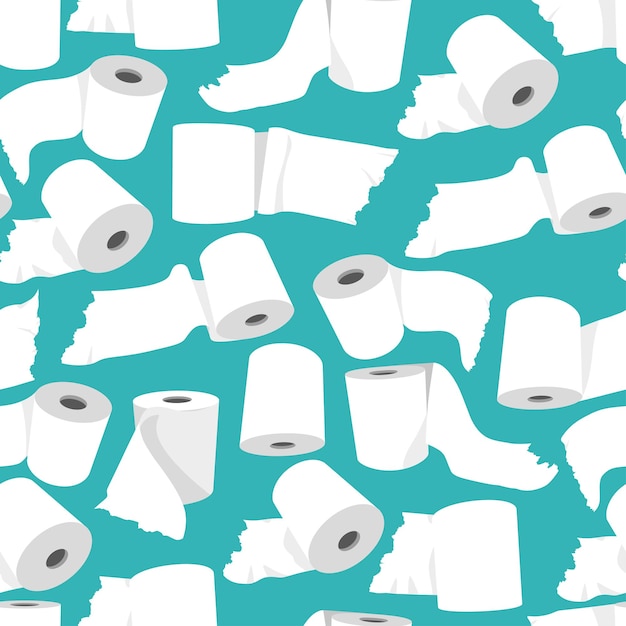 Toilet paper roll vector cartoon seamless pattern background