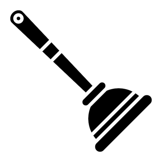 Toilet Plunger Glyph Solid Black Illustration