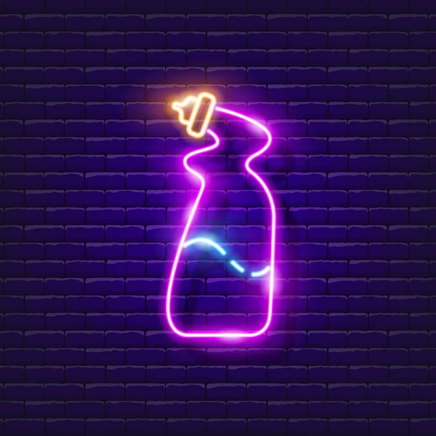 Toilet schoner neon pictogram vectorillustratie voor ontwerp sjabloon fles gloeiende teken hygiëneconcept