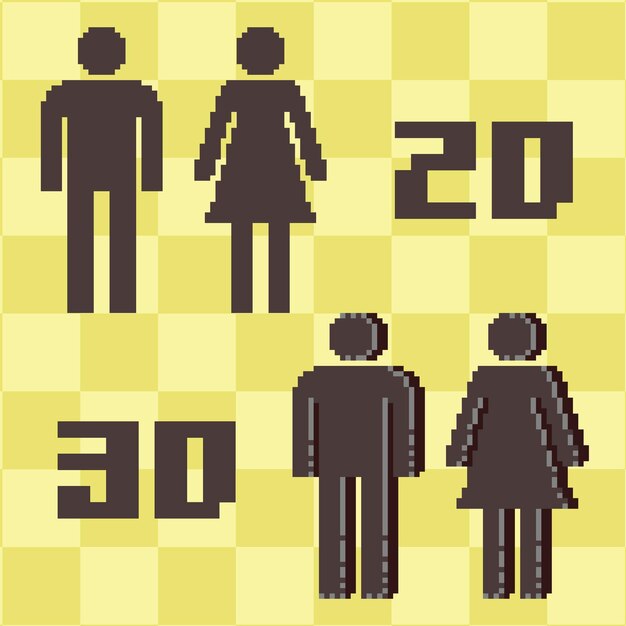 Toilet sign 2d and 3d pixel art