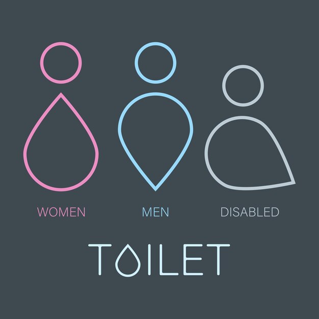 Toilet Sign as Water Drop, WC icons, bathroom, disabled, vector pro