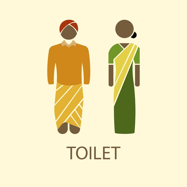 Toilet Sign Indian icons, Vector Art, Unique Design, WC Symbols