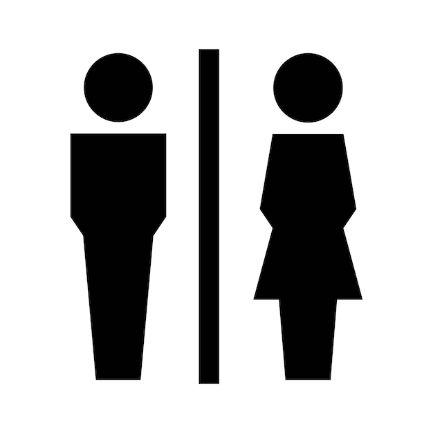 Вектор Вектор знака туалета с символом мужчины и женщины на иллюстрации пиктограммы глифа