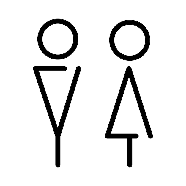 Toilet sign vector with man and woman restroom symbol in a glyph pictogram illustration