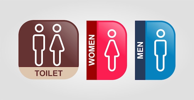 Toilet Teken Kleurrijke Vector Set