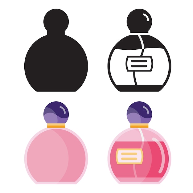 Vector toilet water in perfume bottle flat icons