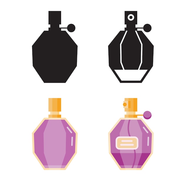 Vector toilet water in perfume bottle flat icons