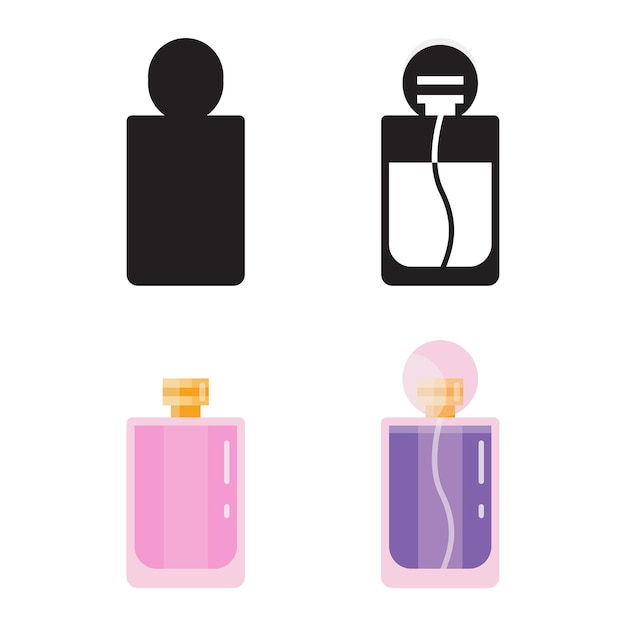 Vector toilet water in perfume bottle flat icons