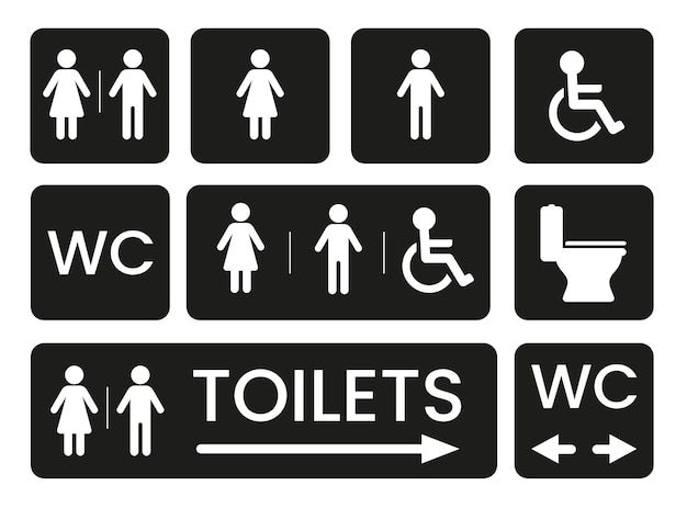 Vector toilet and wc print ready signs vector