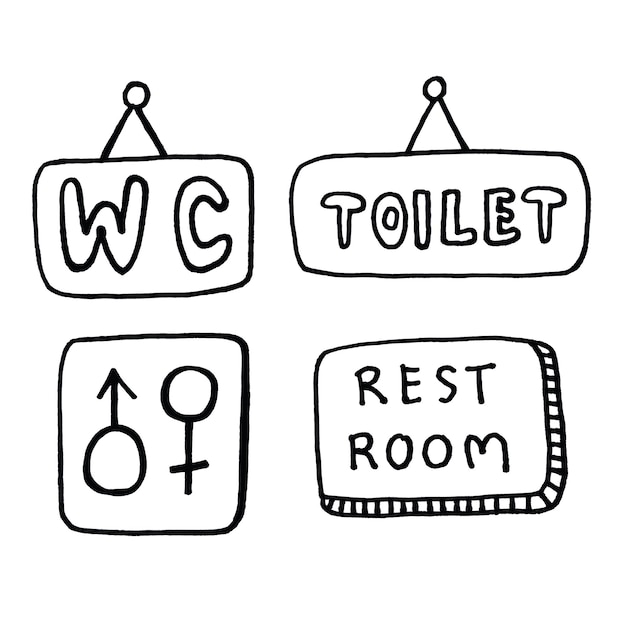 Toilet wc toilet teken doodle hand getrokken