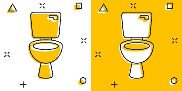 Toiletpot pictogram in komische stijl Hygiëne cartoon vector illustratie op geïsoleerde achtergrond WC toilet splash effect teken bedrijfsconcept