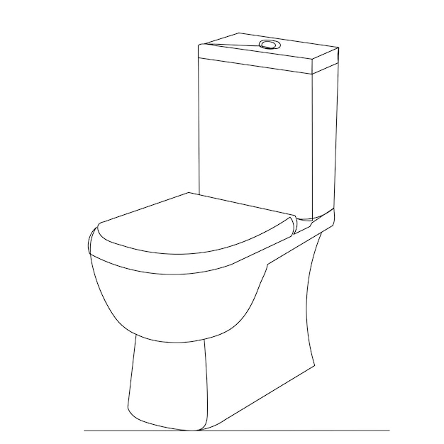 Toiletpot tekening door één ononderbroken lijn geïsoleerde vector