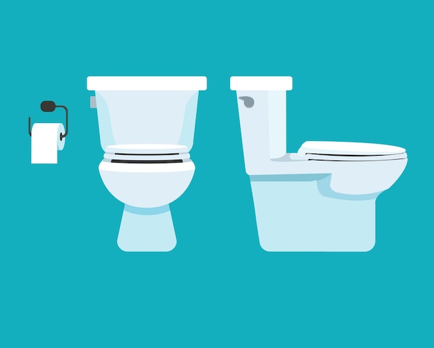 Toiletpot, toiletpapier. vector illustratie.