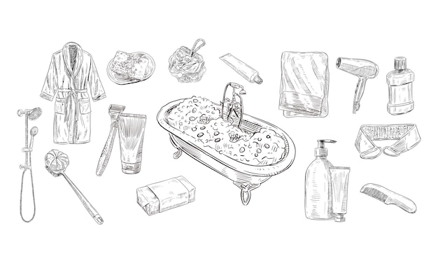 Vector toiletries handdrawn collection