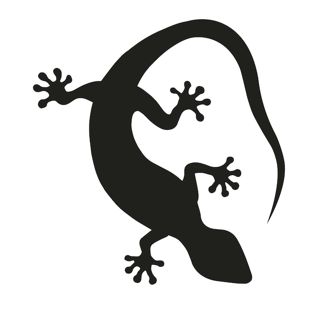 Vector tokay gekko silhouet geïsoleerd op witte achtergrond