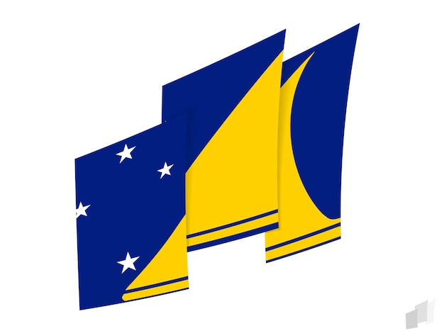 추상적으로 찢어진 디자인의 토켈라우 깃발 토켈라우 깃발의 현대적인 디자인