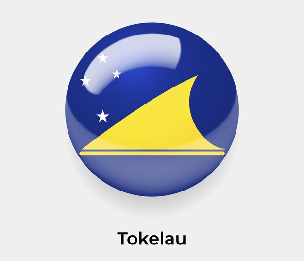 Векторная иллюстрация значка глянцевого пузыря флага Токелау