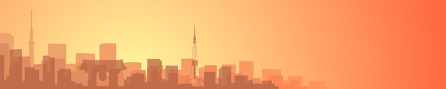 Banner di paesaggio bellissimo skyline di tokyo