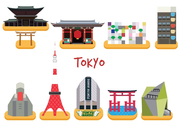 Вектор tokyo building pack