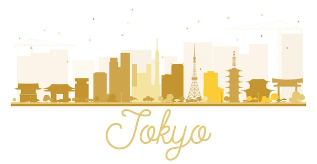 Tokyo city skyline gouden silhouet. vector illustratie. eenvoudig plat concept voor toeristische presentatie, banner, plakkaat of website. zakelijk reisconcept. stadsgezicht met monumenten
