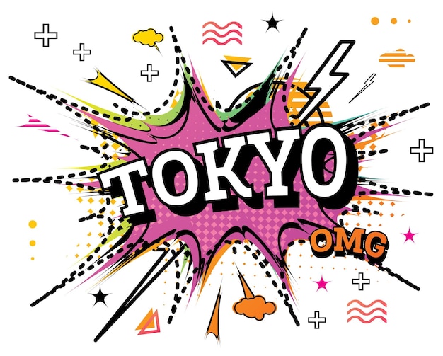 Tokyo comic text in pop art style isolated on white background