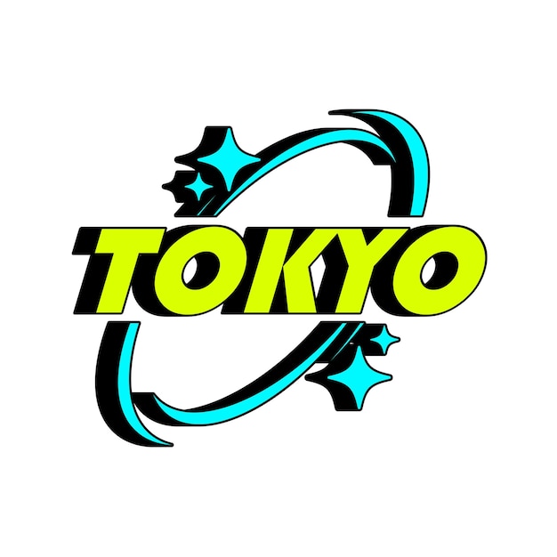 Tokyo giappone streetwear y2k stile colorato slogan tipografia disegno vettoriale icona illustrazione