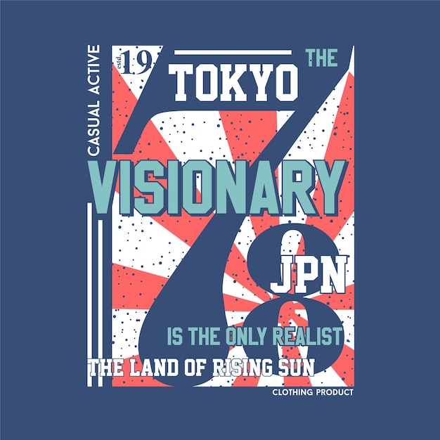 東京日本ビジョナリーグラフィックファッションタイポグラフィベクトルイラストtシャツプリント