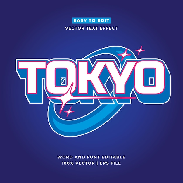 Tokyo japan y2k streetwear colorful slogan typography editable text effect 3d cartoon template style